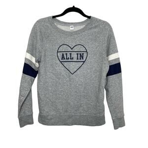 Old‎ Navy Sweatshirt Long Sleeve Graphic Heart Spell Out XS Casual Cutesy Crew